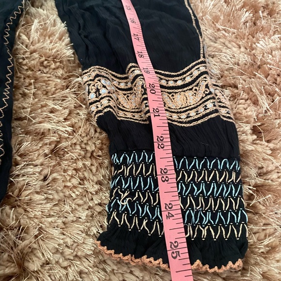 Free People Women’s Wind Willow Embroidered Bohemian Mini Dress Black  - Size L - Picture 15 of 16